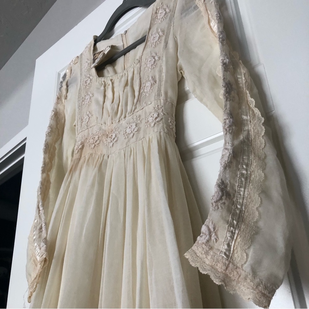 Gunne Sax Cream/Ivory Lace Maxi Project Piece Vintage Prairie Dress XS/XXS